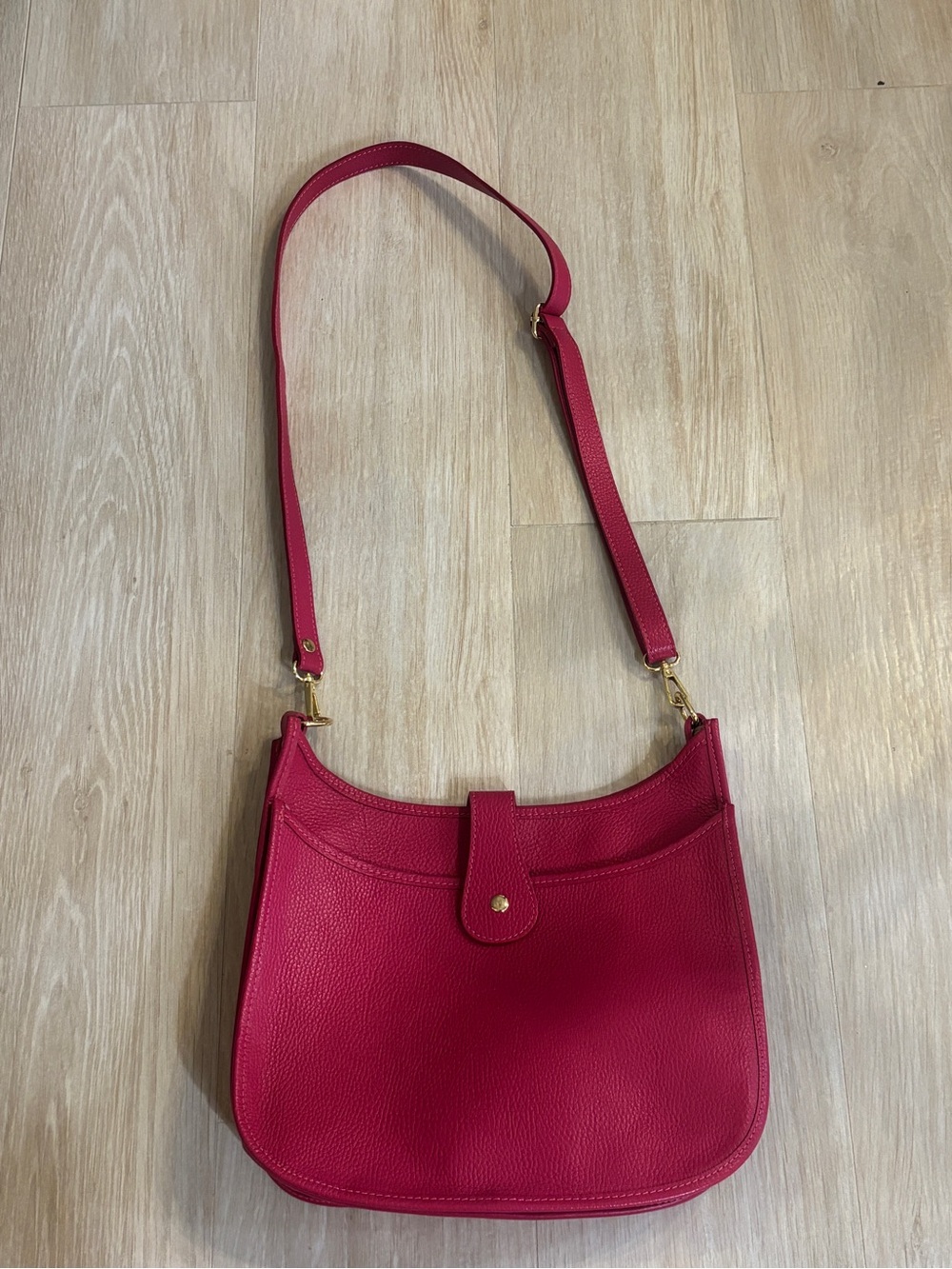 Fuchsia Leather Pebbled Crossbody Bag
